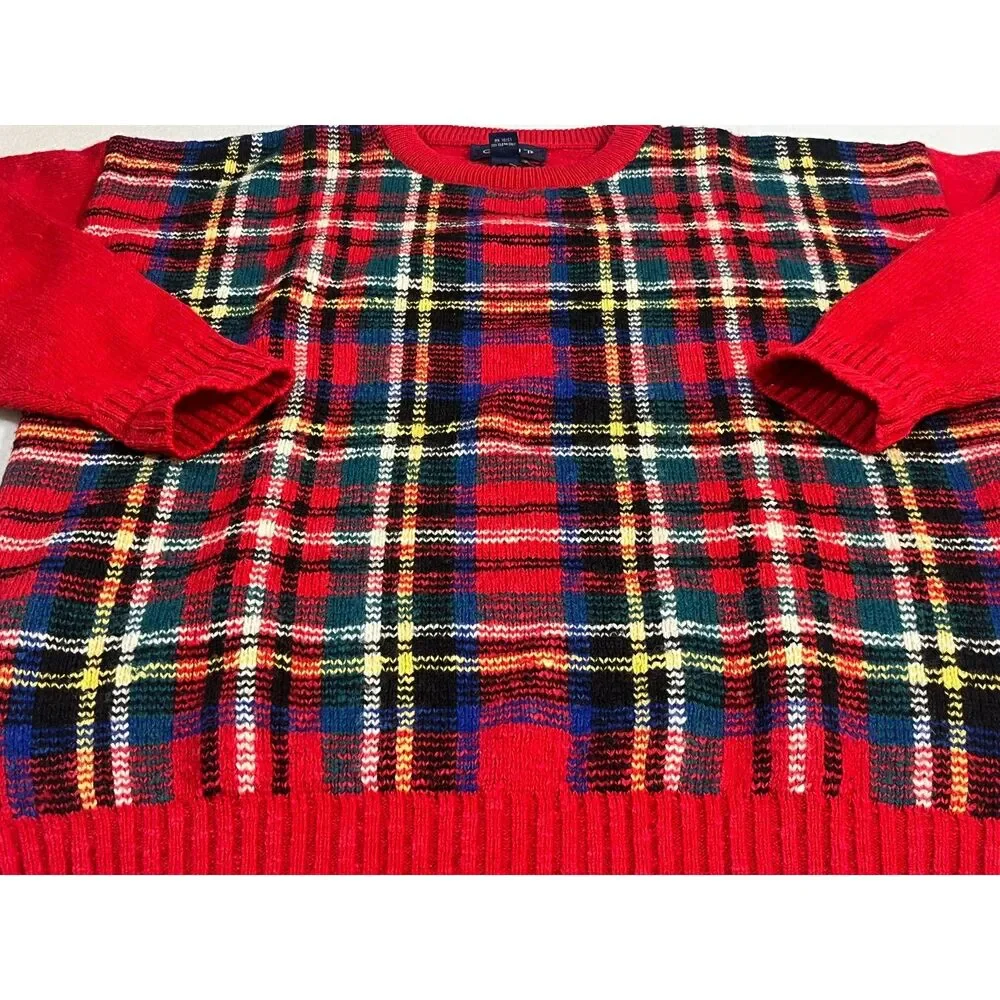VTG Gant Wool Blend Red Plaid Sweater Pullover Grandpa Y2K Mens XL Cabin Cozy